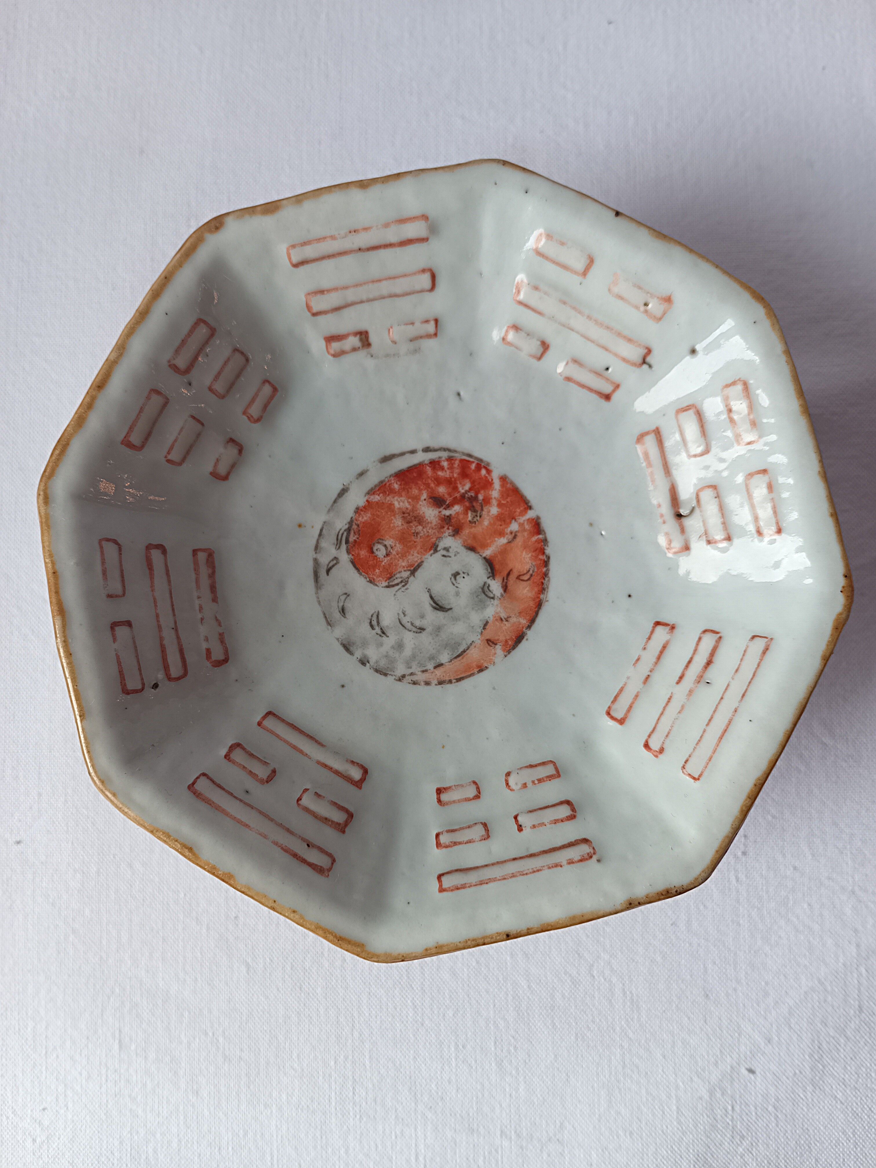 octagonal porcelain cup from China with Taoist Ying Yang decoration - c. 1900