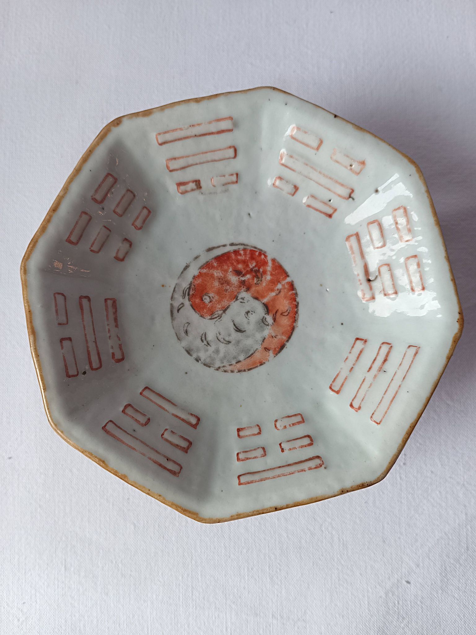 octagonal porcelain cup from China with Taoist Ying Yang decoration - c. 1900