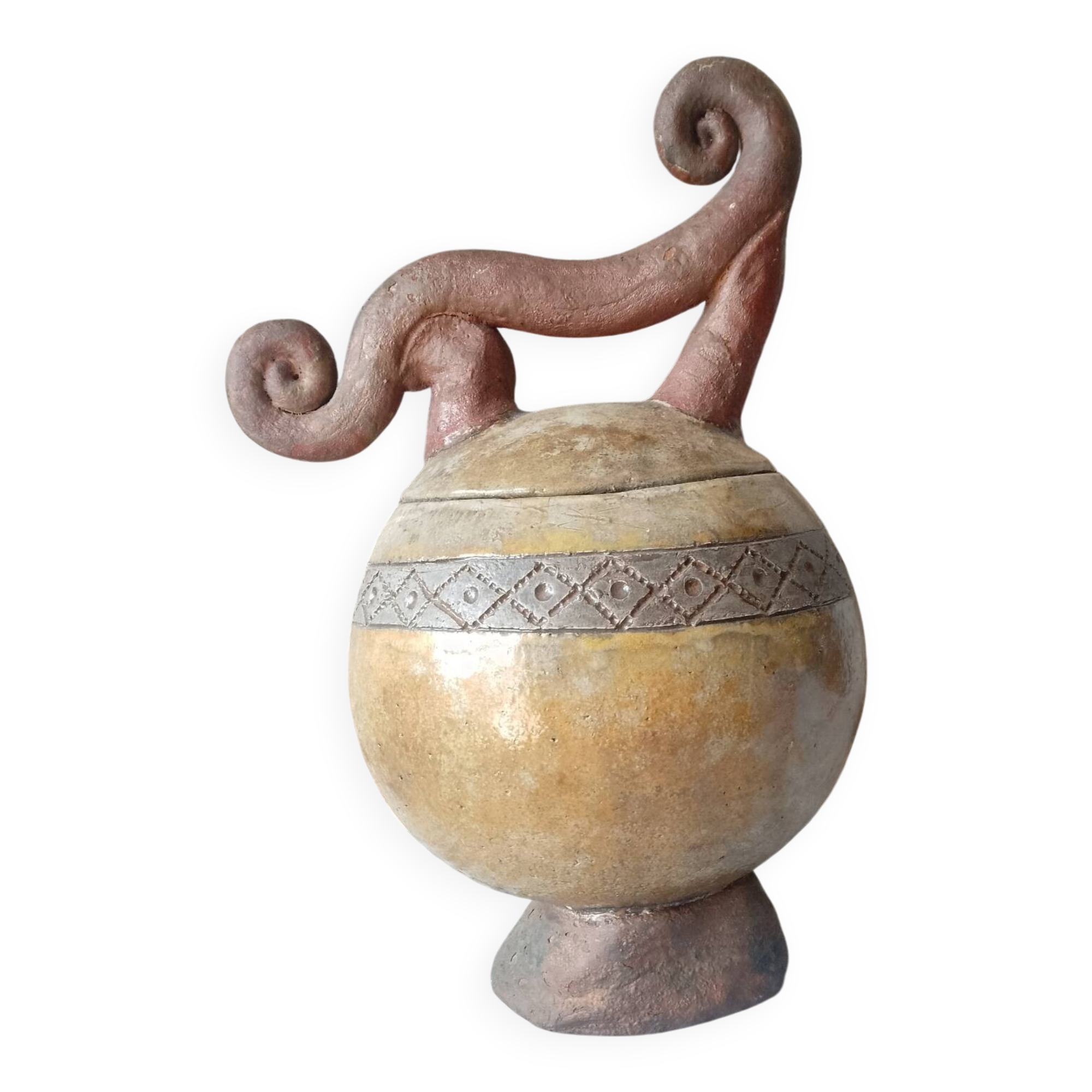 Art ceramic vase signed – Pre-Columbian style / Vallauris spirit