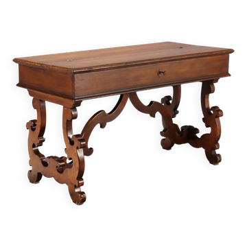 Bureau ancien Saint-Philippe en noyer sculpté, Italie, XXe siècle