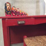 Wooden desk vintage red