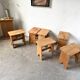 Set of six solid walnut stools, mountain style, circa 1960