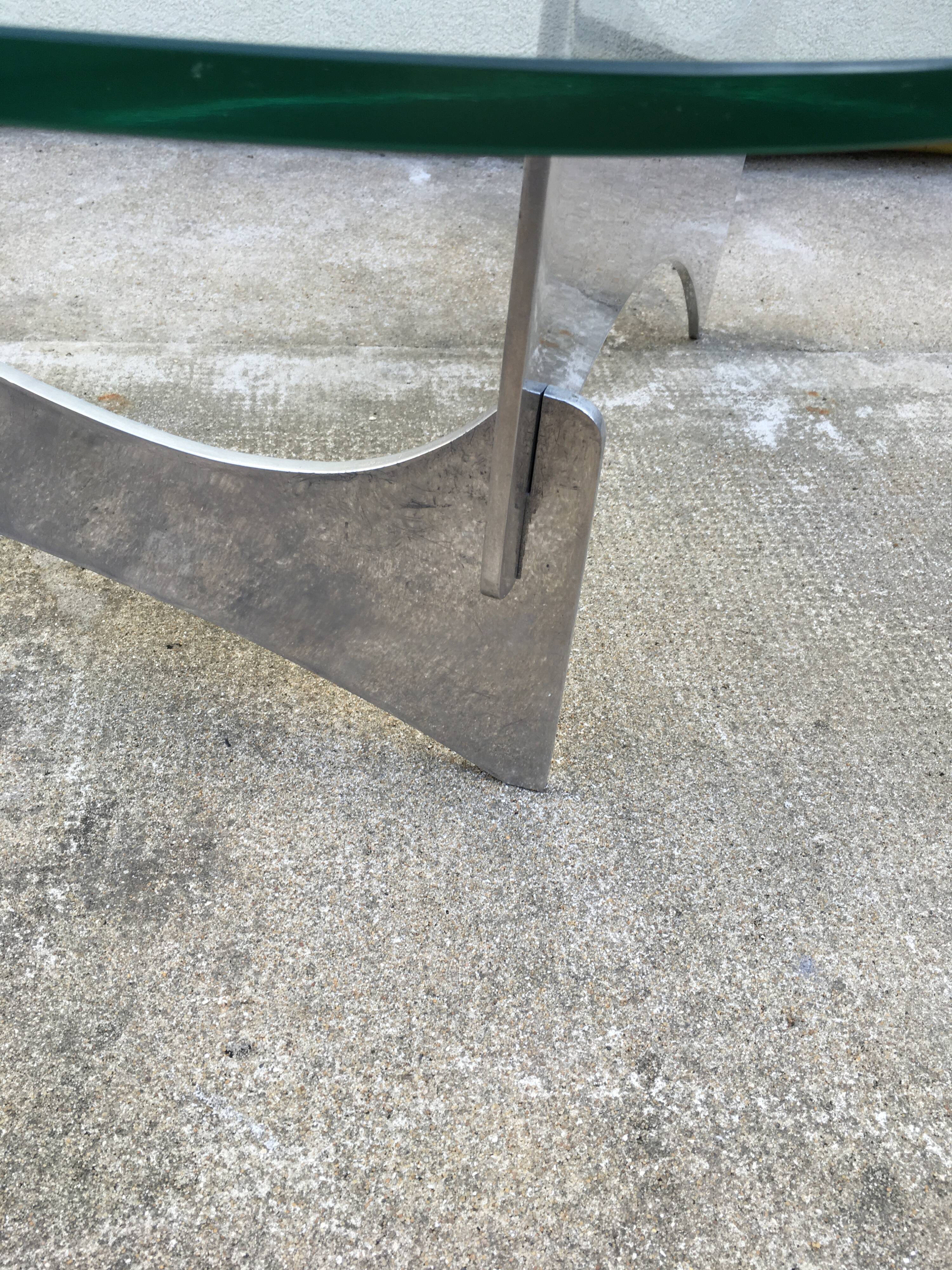 Glass and metal coffee table