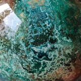 Large signed Line Lacquered Ball Vase. Made of églomisé glass. Dimensions: 18 x 16 cm