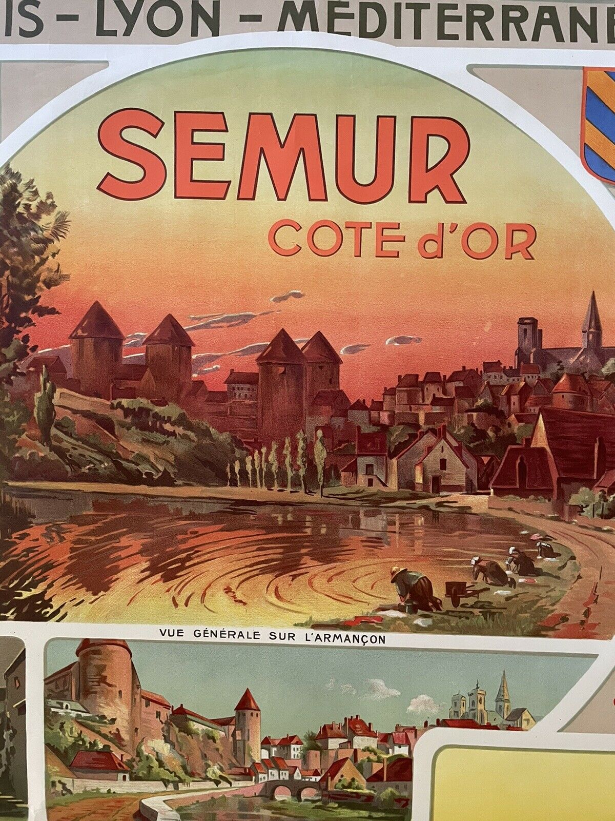 Original poster chemin de fer plm - semur en auxois, henri polard