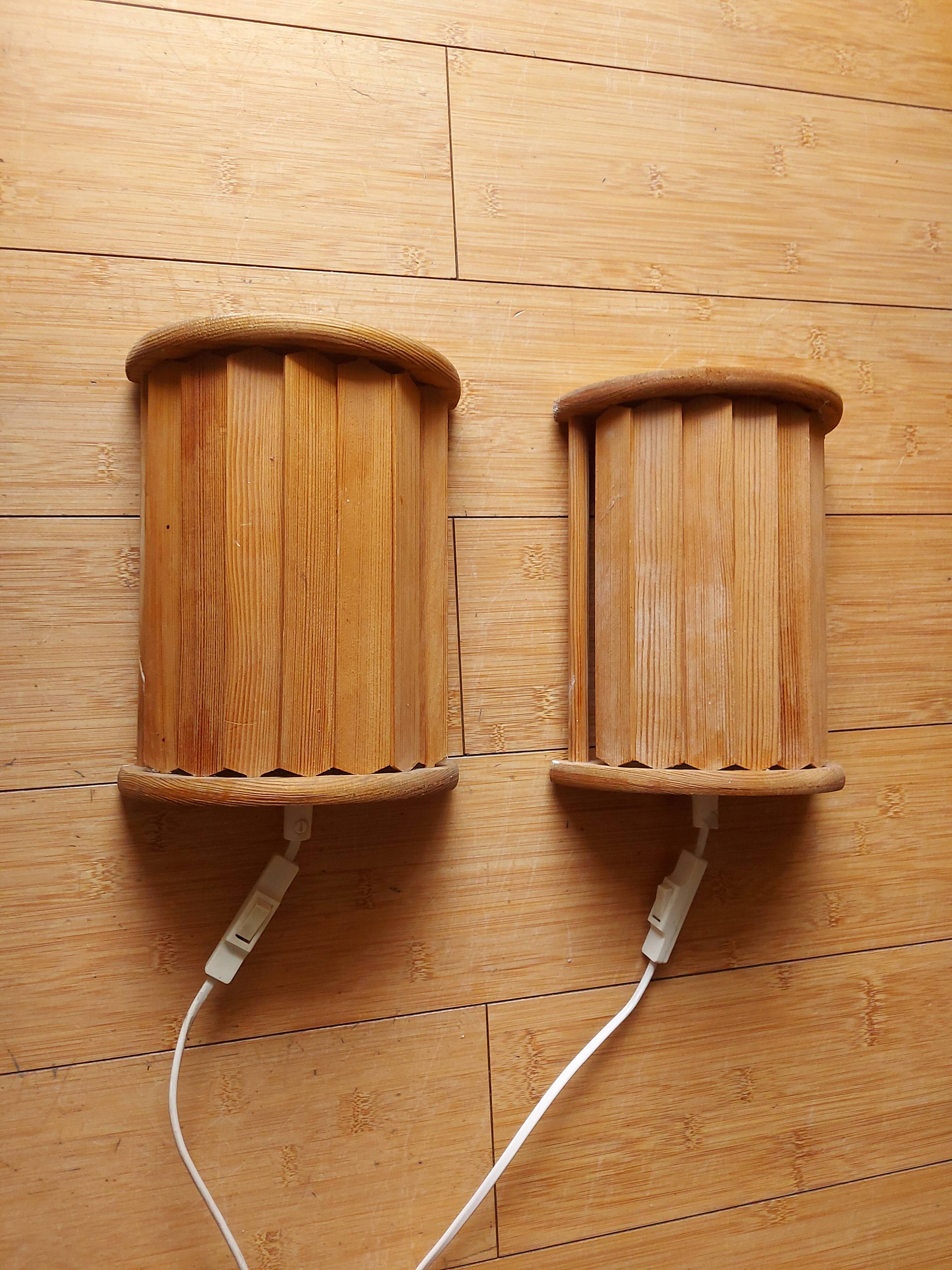 2 vintage 80'S Ikea wooden wall lights