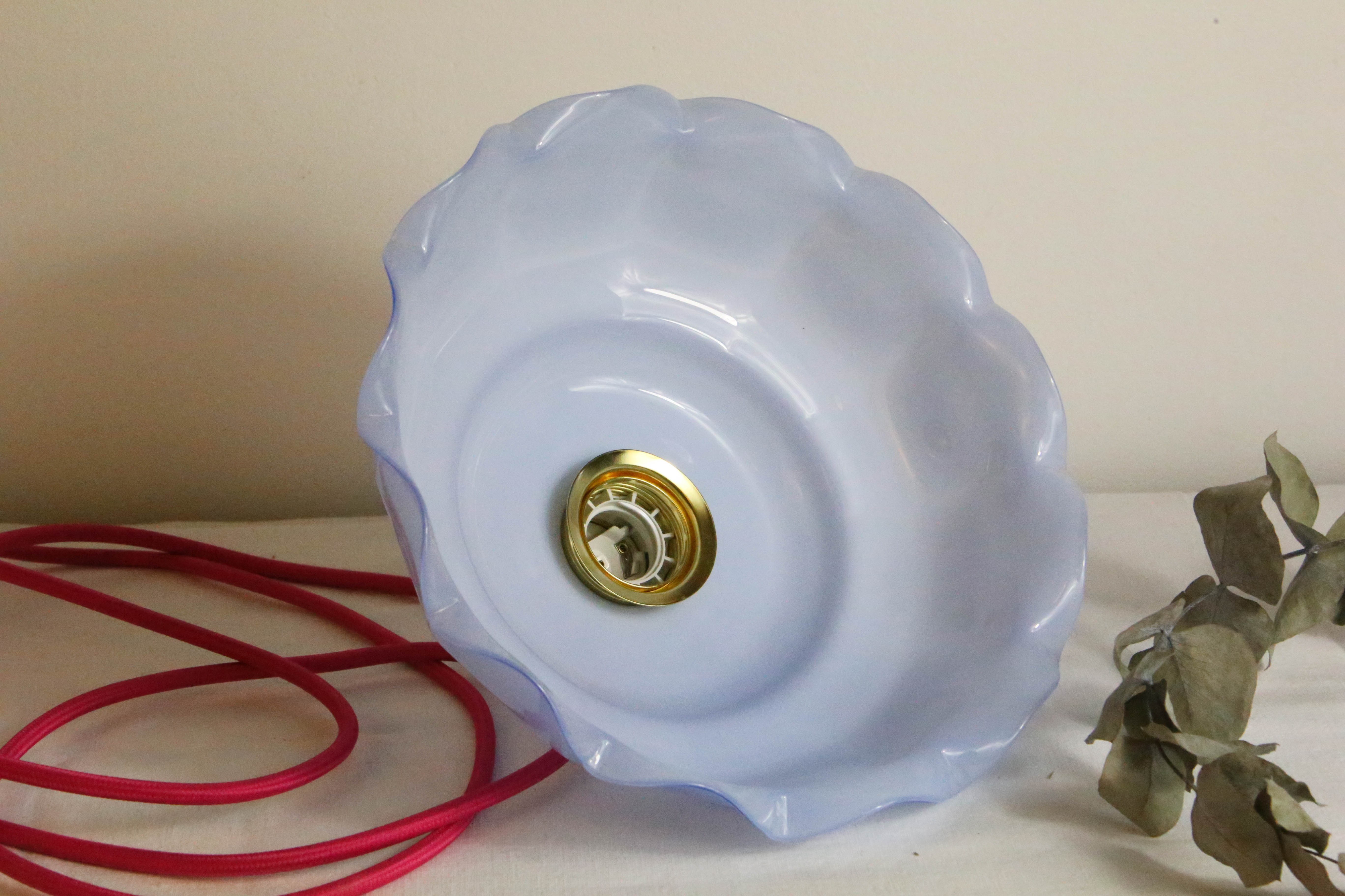 Blue glass pendant lamp, vintage