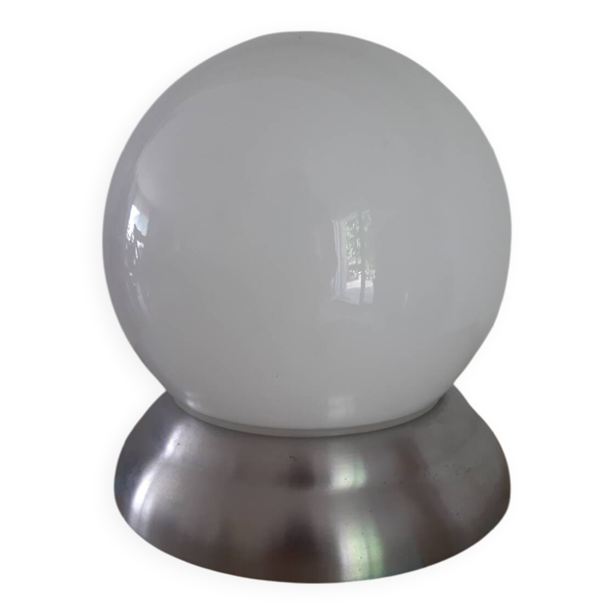 White opaline metal globe ceiling light