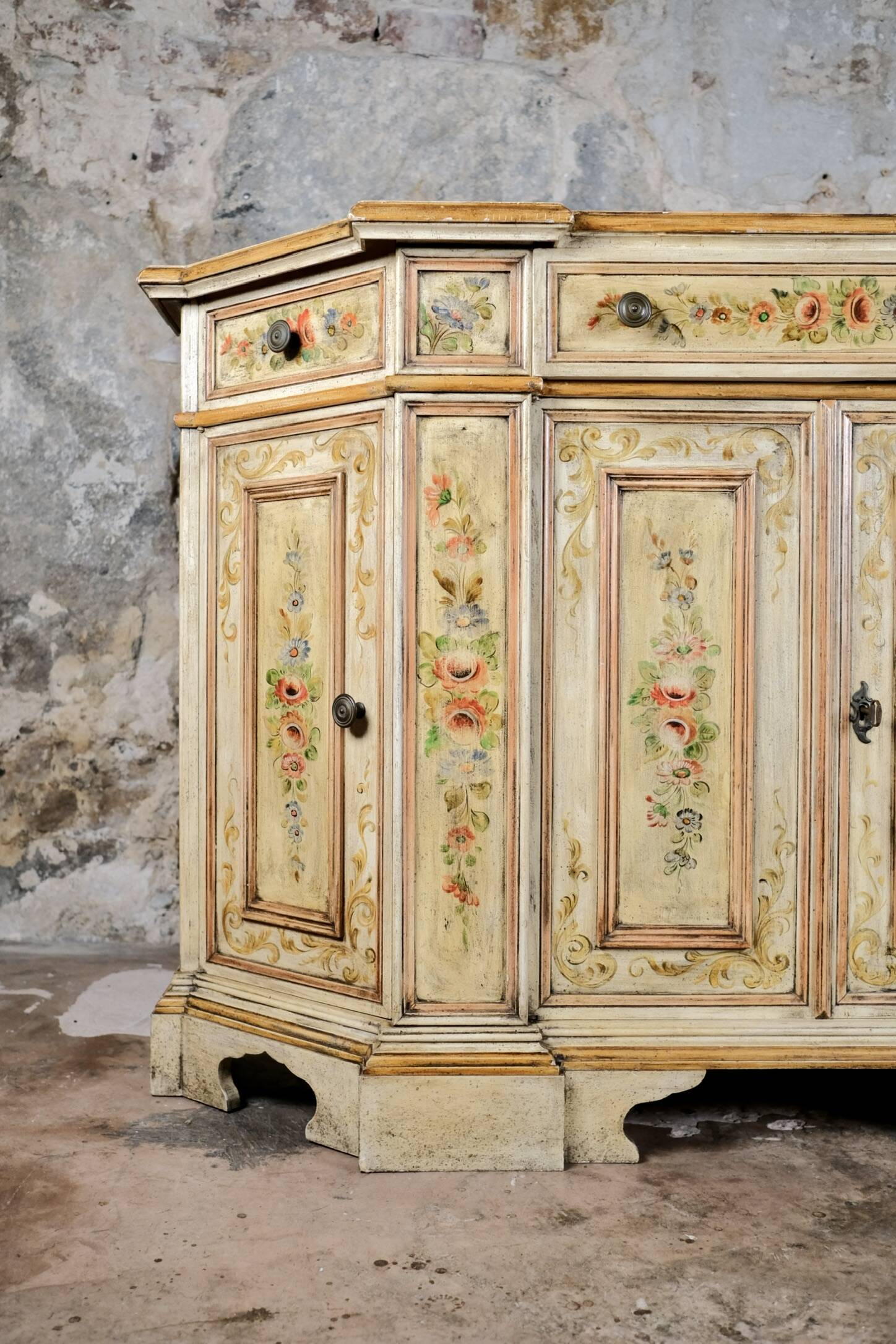 Hand-painted Venetian-style sideboard, mid-20th century