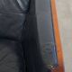 2.5-Seater Art Deco Sofa with Woodwork and Dark Blue Cowhide Leather