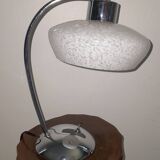 Chrome lamp in speckled white clichy glass 1960