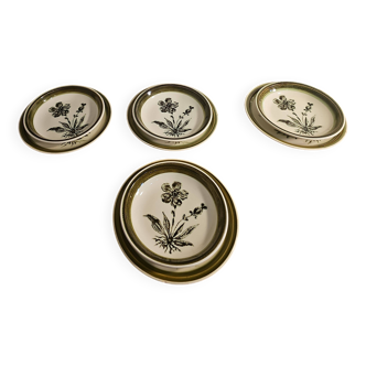 8 assiettes "gien france " herbiers motif fleur