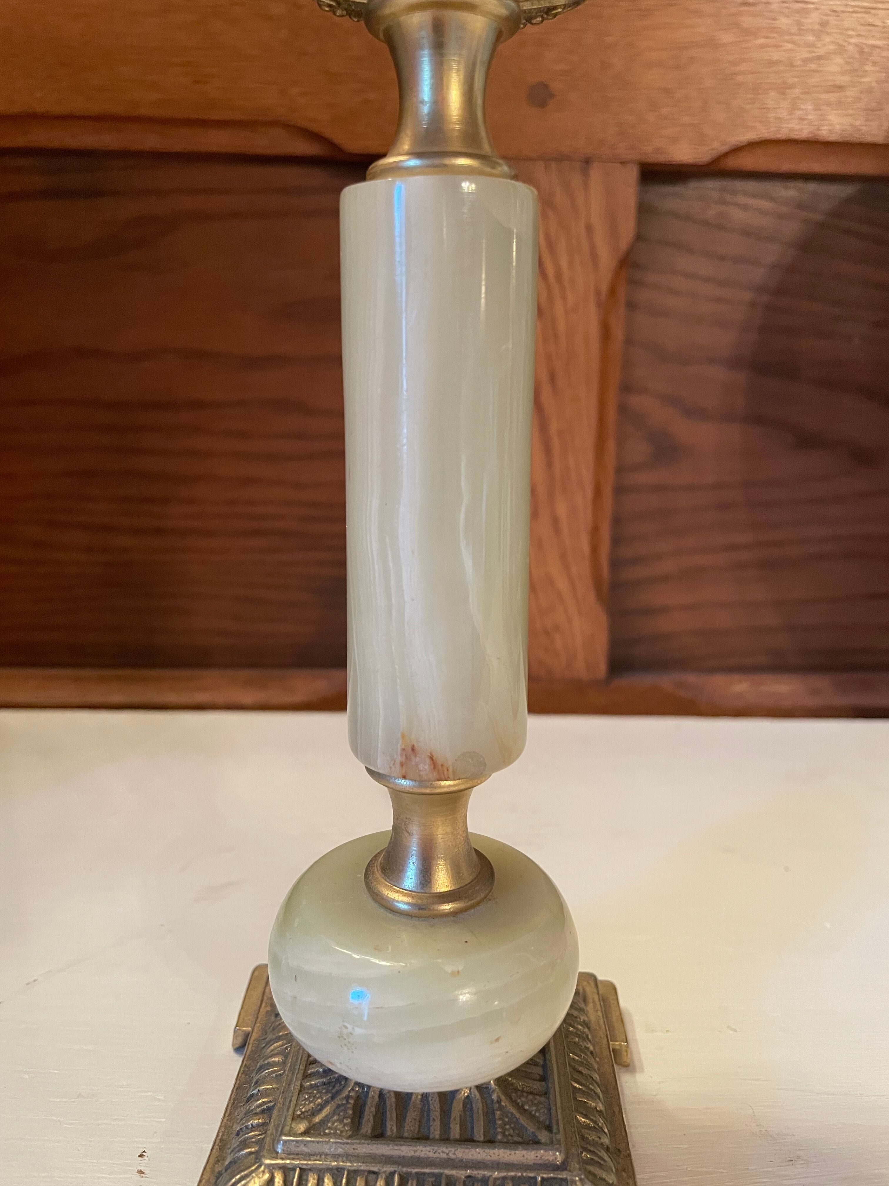 Onyx and brass candle holder