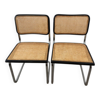 Pair of Marcel Breuer Cesca chairs made in Italy.