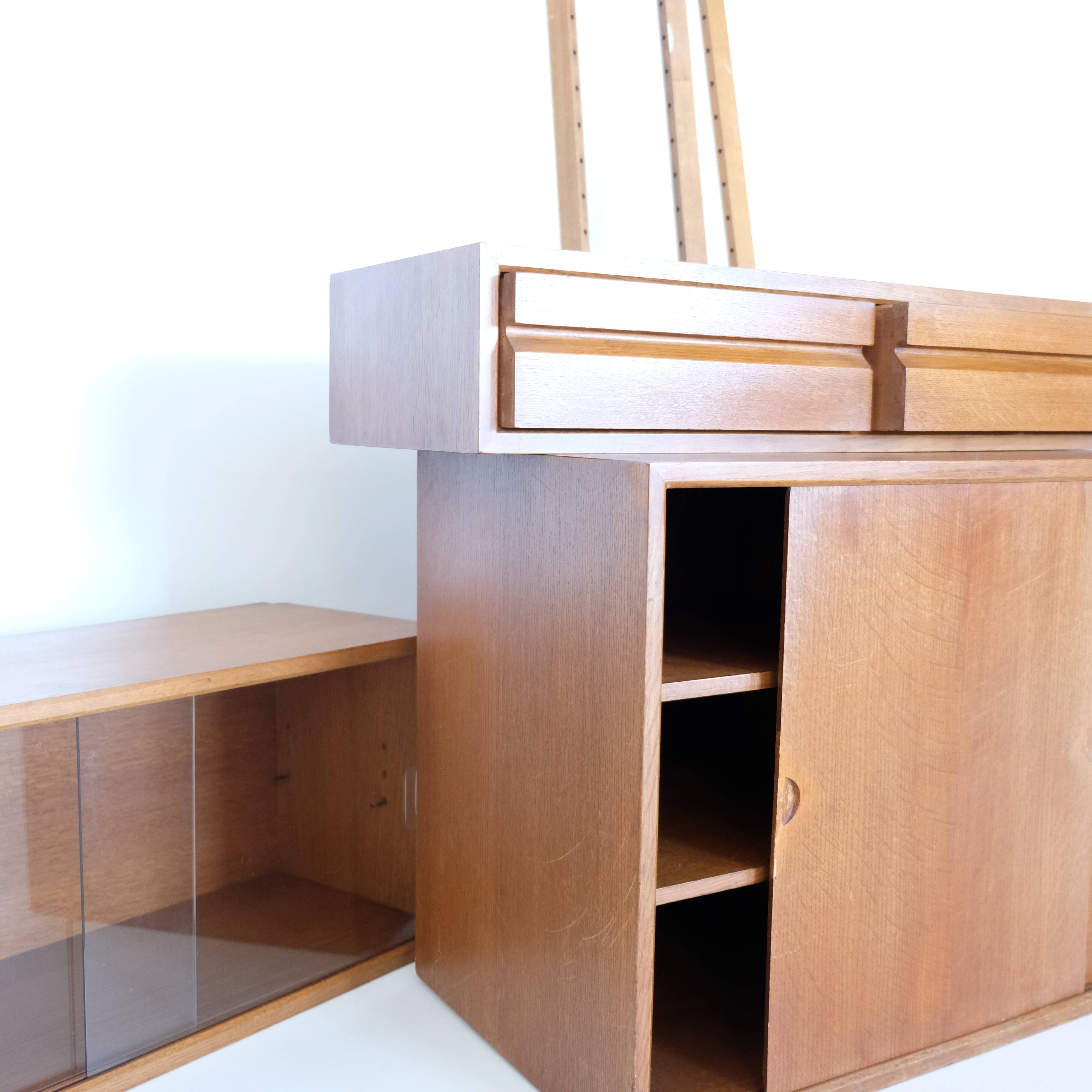 Modular teak wall shelf