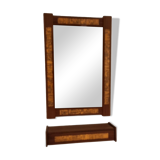 Mid-Century Teak and Copper Hallway Set with Mirror and Shelve, 1960s, Set of 2