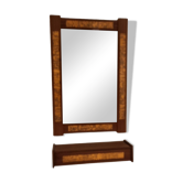 Mid-Century Teak and Copper Hallway Set with Mirror and Shelve, 1960s, Set of 2