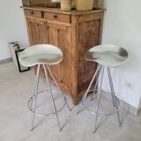 Pair of high bar stools Jamaica stool design by Pepe Cortes for Amat chrome steel and aluminum