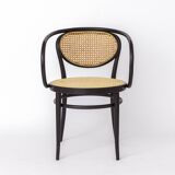 1 of 2 Unique Thonet Armchair, Model 210 R - Black Lacquered Beech with Ren