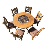 Colombian artisanal set - Round table and six chairs