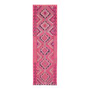 1970s Vintage Turkish Hand-Knotted Wool Cotton Pink Runner Rug 91x312