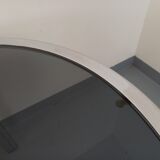 Vintage oval dining table in smoked glass and chrome metal, Space Age style.