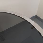 Vintage oval dining table in smoked glass and chrome metal, Space Age style.