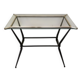 Antique side table made of metal and glass