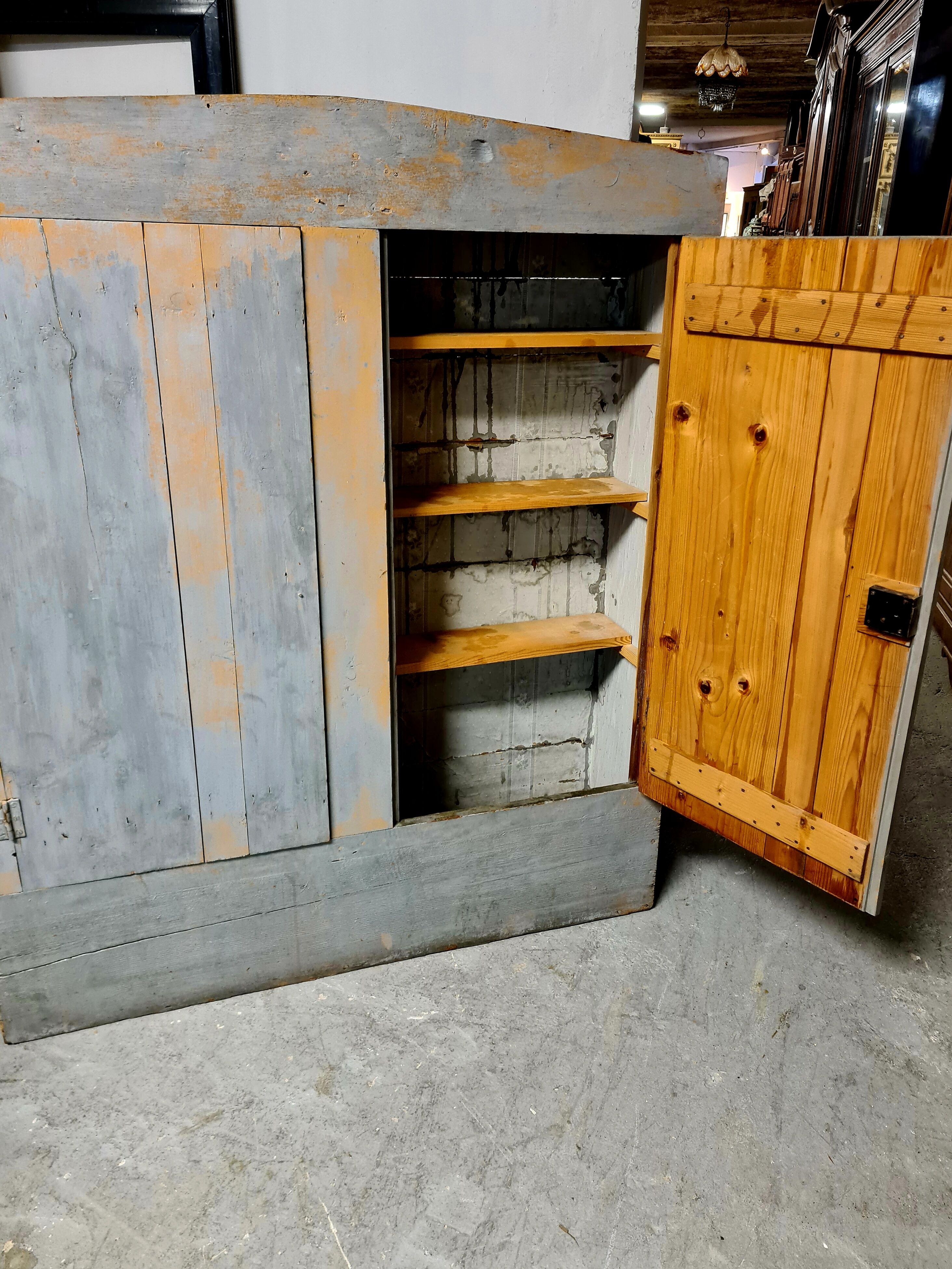 cabinet folk art wood painted original, around 1900