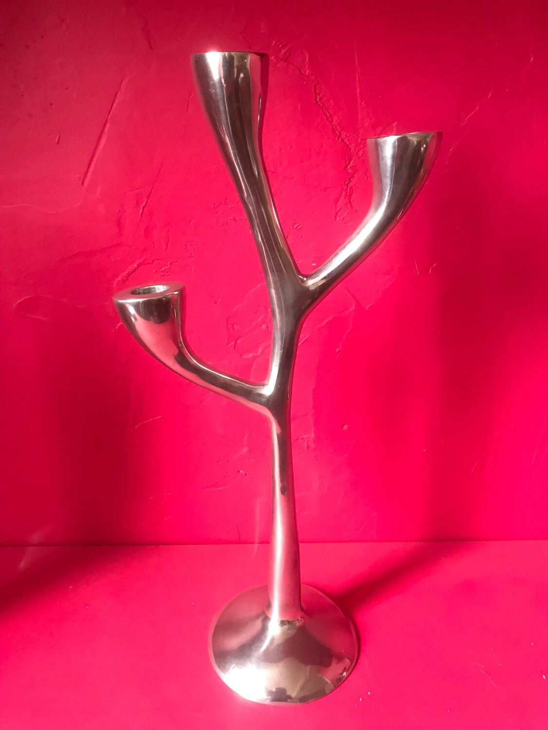 Organic vintage aluminum candlesticks