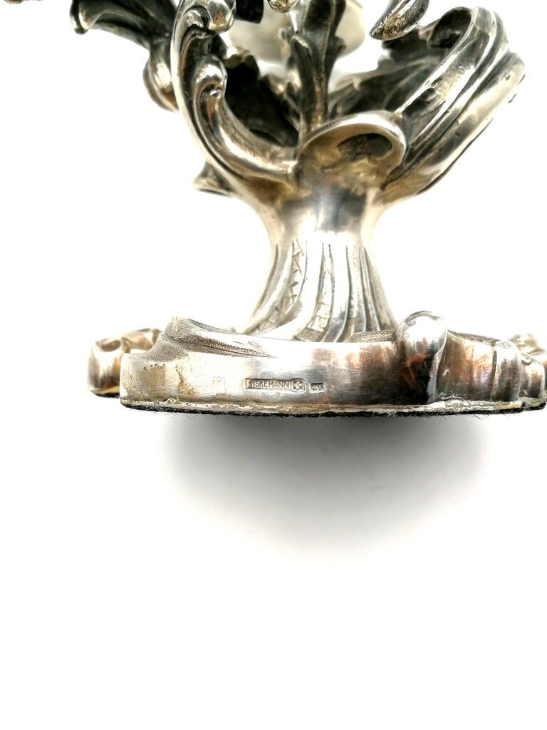 Wiskeman, pair of rococo chandelier, silver metal