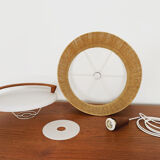 Raffia bast and teak pendant lamp by Temde