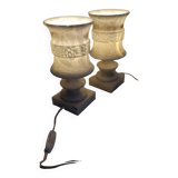 Par de lámparas de mármol. España, 1960s.