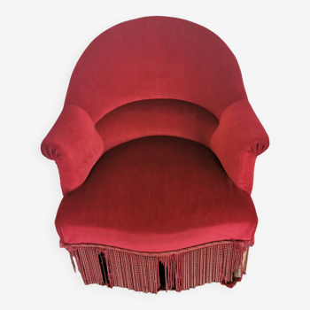 Red velvet toad armchair