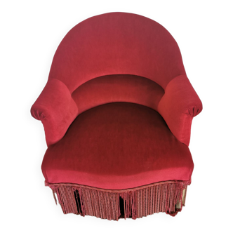 Red velvet toad armchair