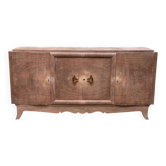 Buffet enfilade art déco 4 portes rénové en bois de chêne brut 200cm
