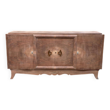 Buffet enfilade art déco 4 portes rénové en bois de chêne brut 200cm
