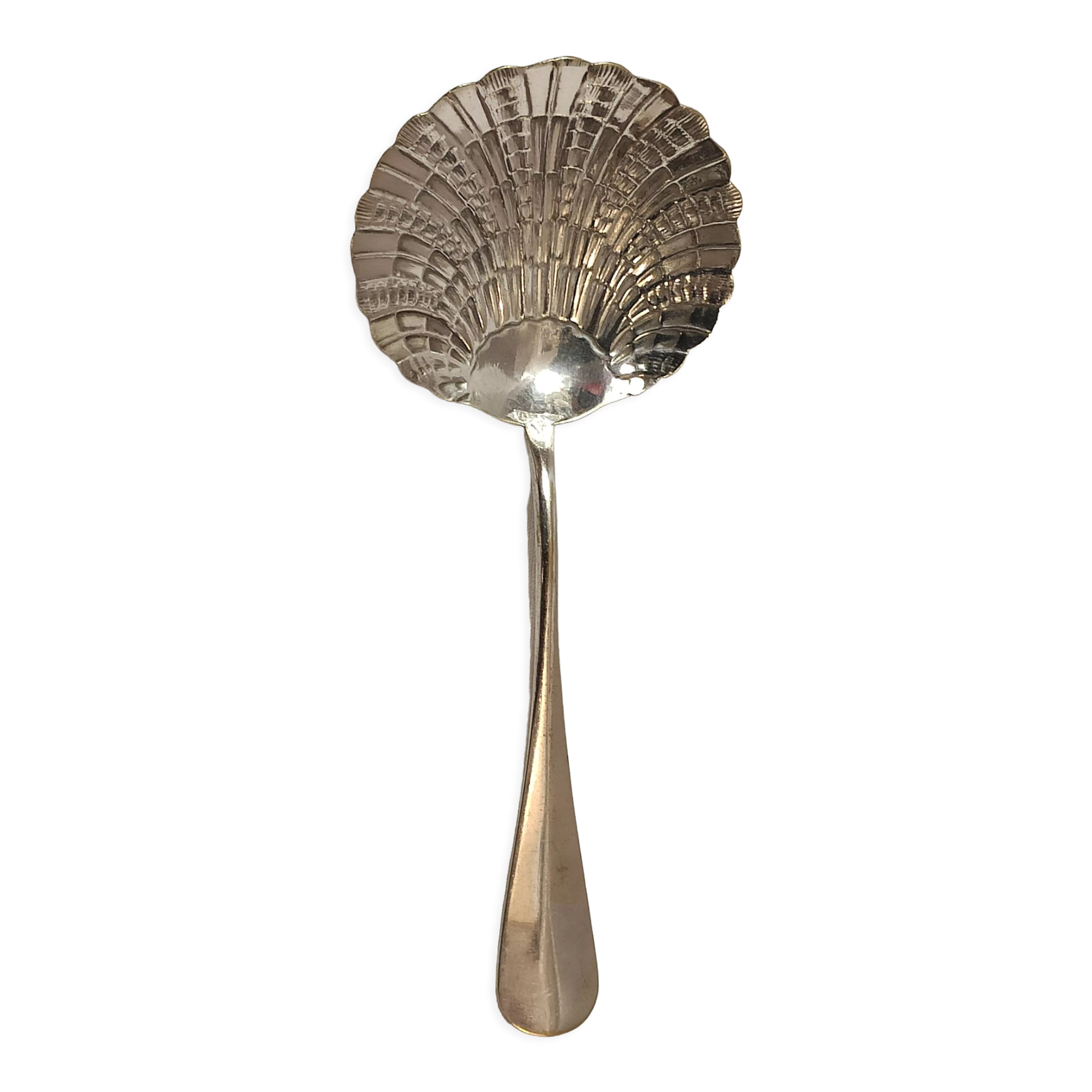 Scallop spoon, silver metal