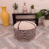 Handmade moroccan berber pouf in wool