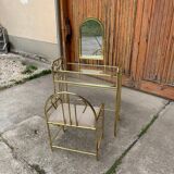 Vintage dressing table and stool in brass, 1950