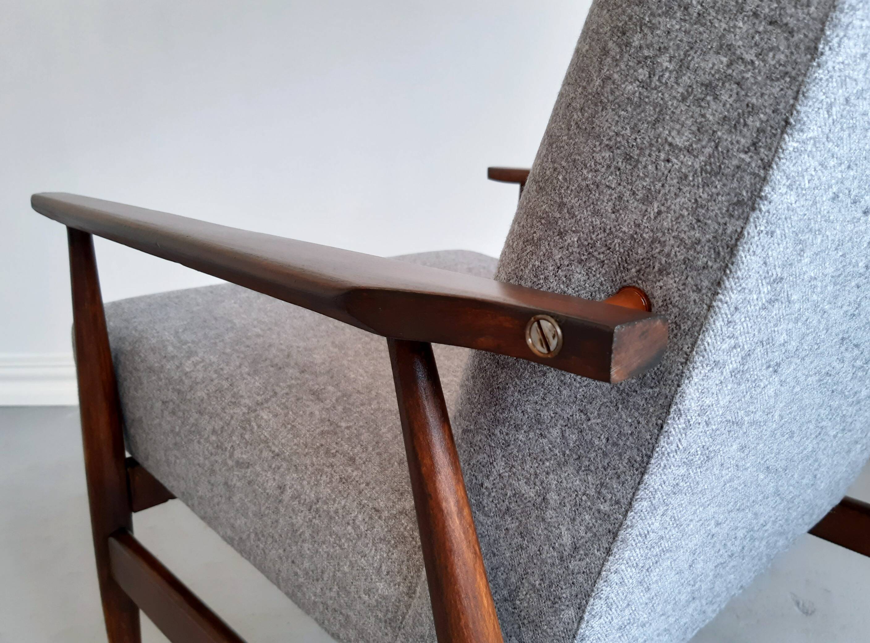 1960 henryk lis mid century armchair in grey tweed