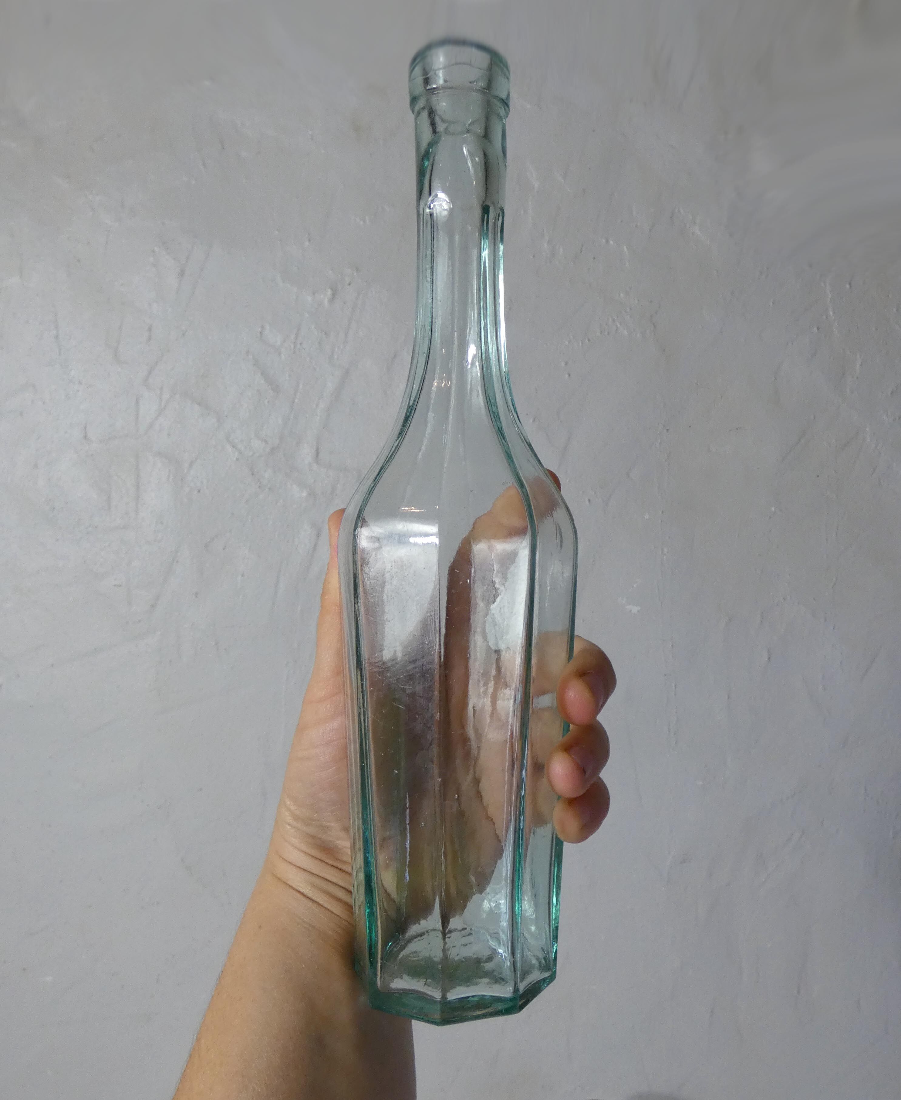 2 vintage 50s molded glass decanters