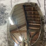 Vintage Luigi Fontana oval mirror smoked glass from the 70s