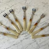 Set of 9 forks with horn dessert 50/60s