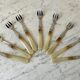 Set of 9 forks with horn dessert 50/60s