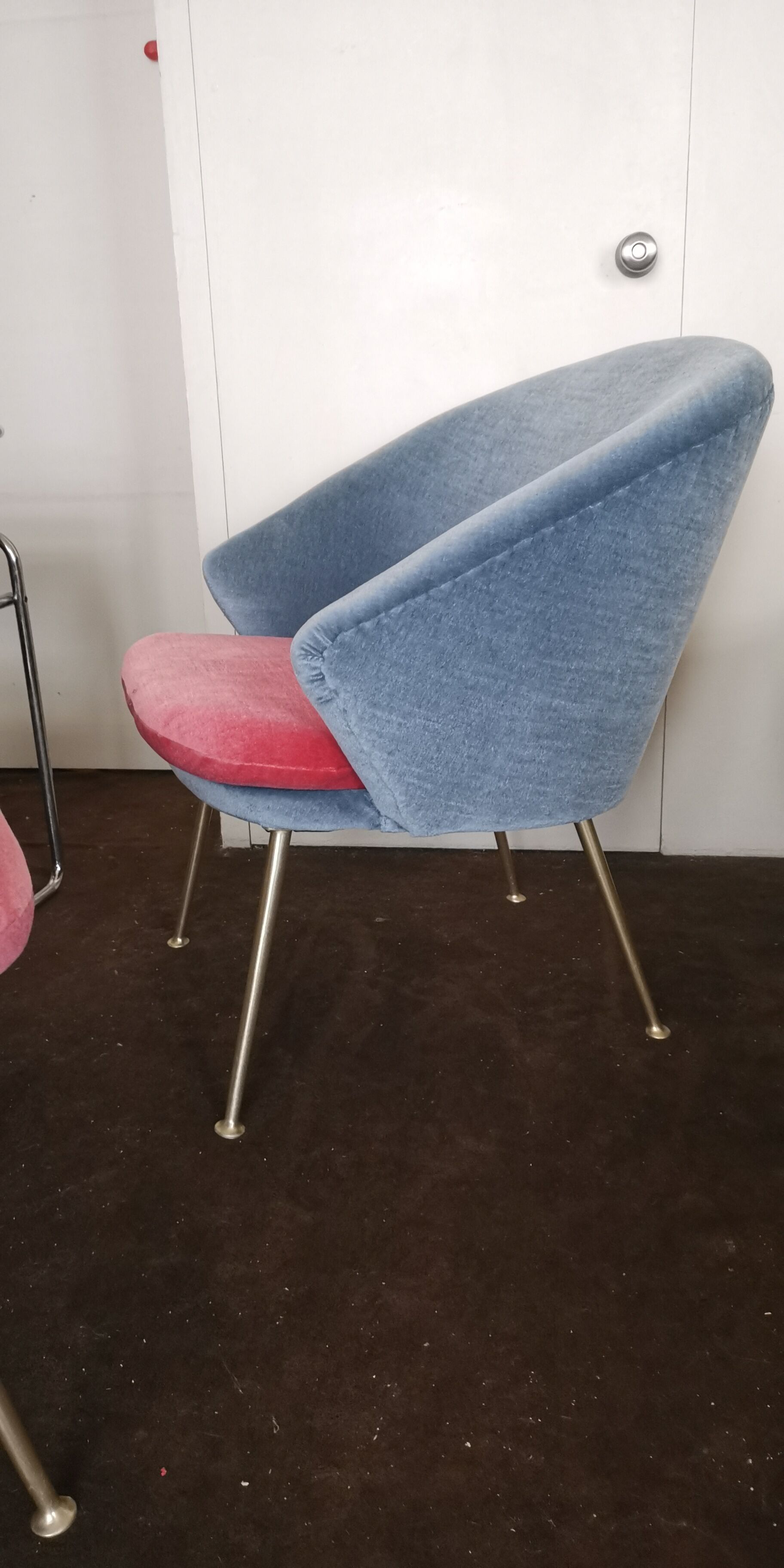 Egg curved armchairs from the 50s and 60s restored Italian design
