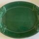 XXXL oval earthenware centerpiece dish with pearl decor, green covered, 1960s