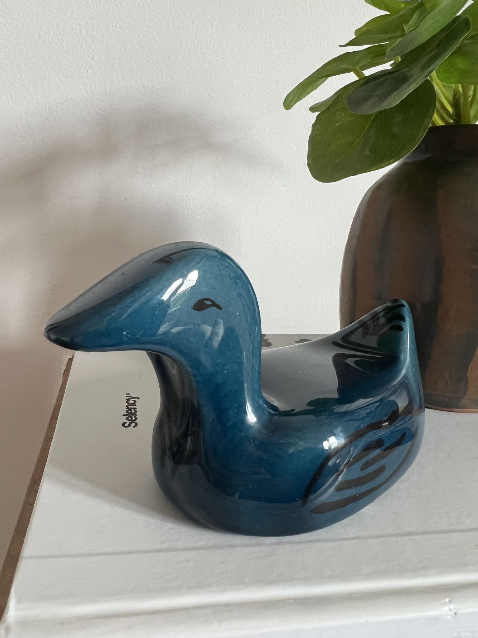 Decorative ceramic duck painted and signed, vintage