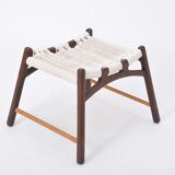 Stool with wenge structure and oak bars with braided seat by Martin Godsk