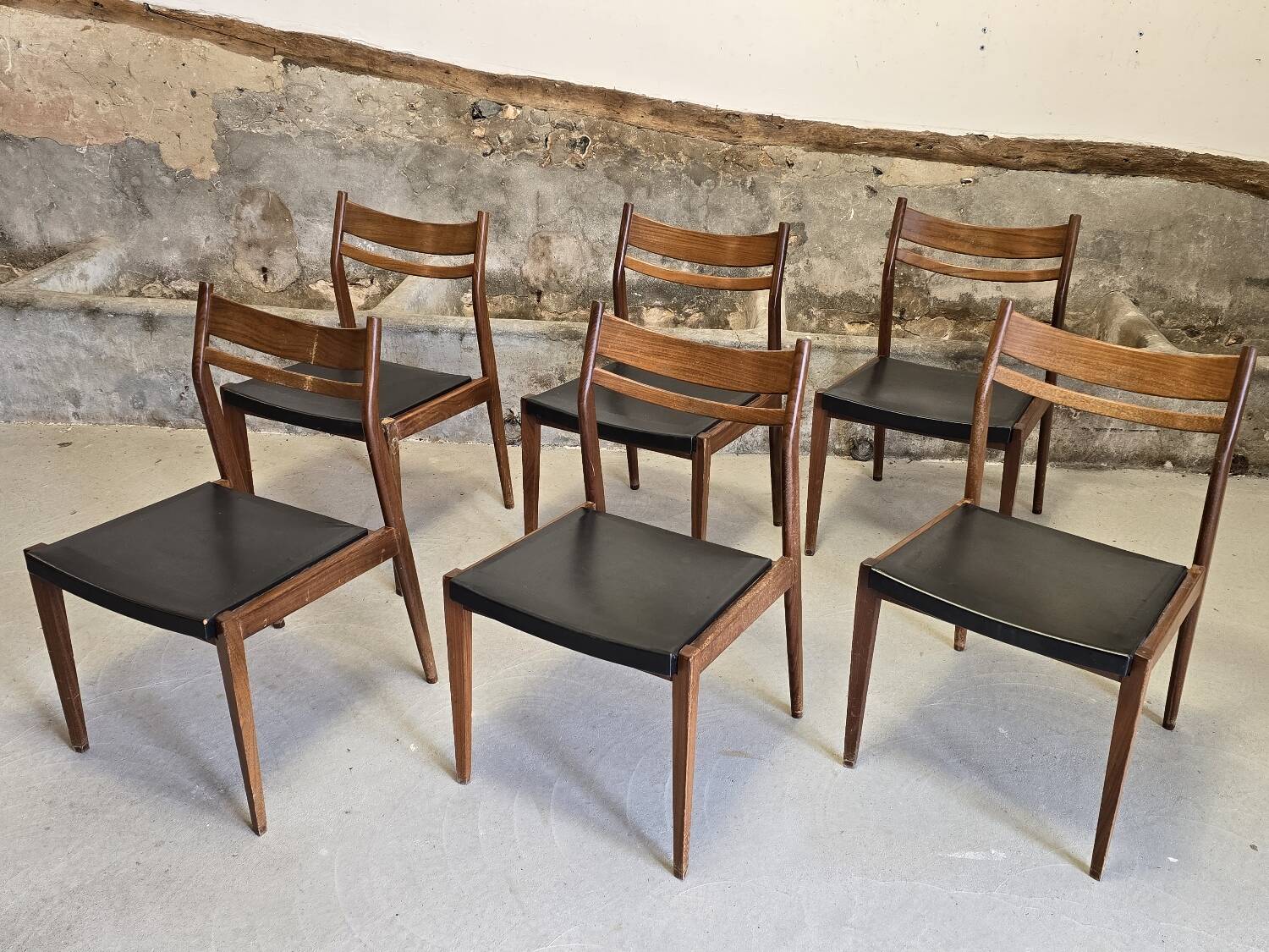 6 Scandinavian style teak chairs 1960